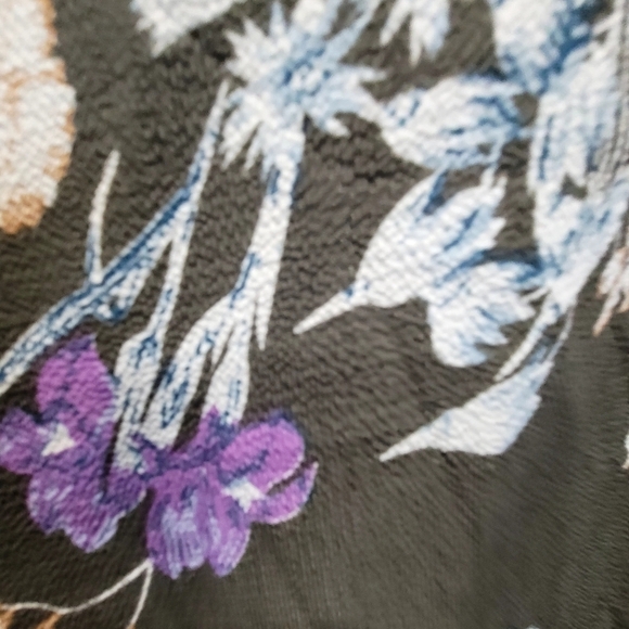 M/L Kimono Pom Pom Hem Floral  Brown Boho Beachy Coverup Cottagecore - Picture 5 of 6